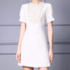Summer French Handmade Beaded Lace Stitching A line Midi Dress 9