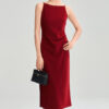 Summer French Style Three-dimensional Cutting Boat Neck Side Slit Vest Dress