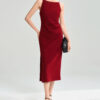 Summer French Style Three-dimensional Cutting Boat Neck Side Slit Vest Dress