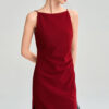Summer French Style Three-dimensional Cutting Boat Neck Side Slit Vest Dress