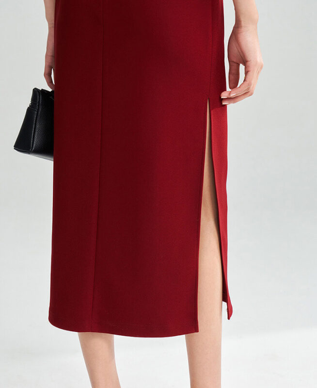 Summer French Style Three-dimensional Cutting Boat Neck Side Slit Vest Dress