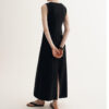 Summer French V-neck Back Slit Sleeveless Dress