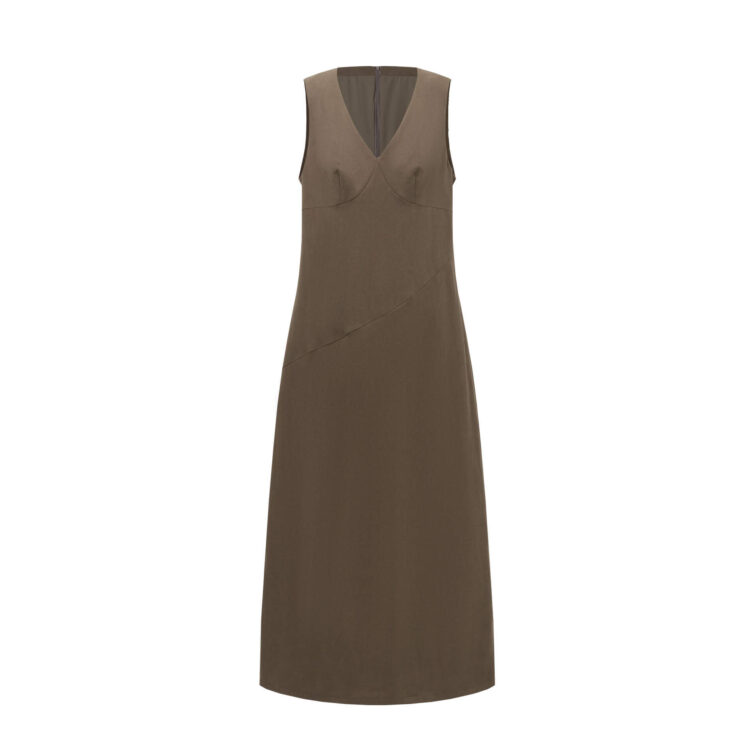 Summer French V-neck Back Slit Sleeveless Dress