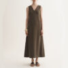 Summer French V-neck Back Slit Sleeveless Dress