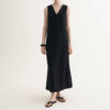 Summer French V-neck Back Slit Sleeveless Dress