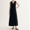 Summer French V-neck Back Slit Sleeveless Dress