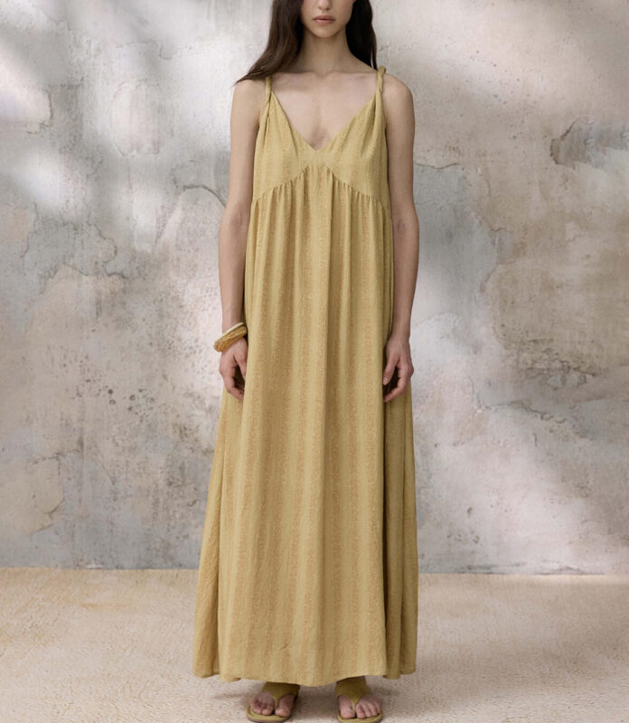 Summer French-style V-neck Ombre Striped Dress