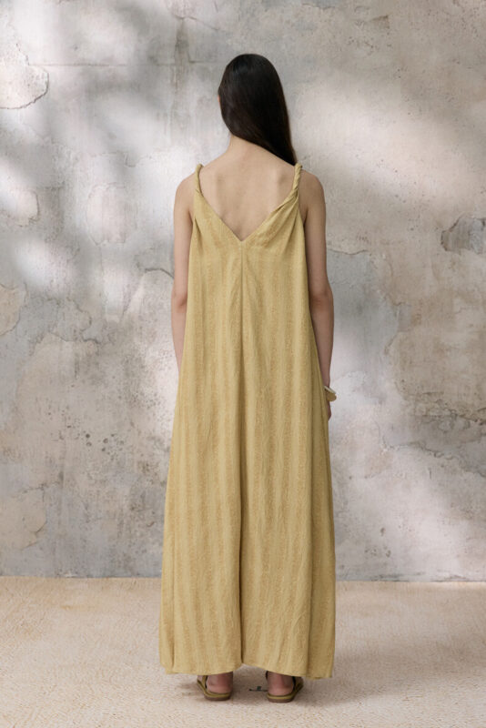 Summer French-style V-neck Ombre Striped Dress