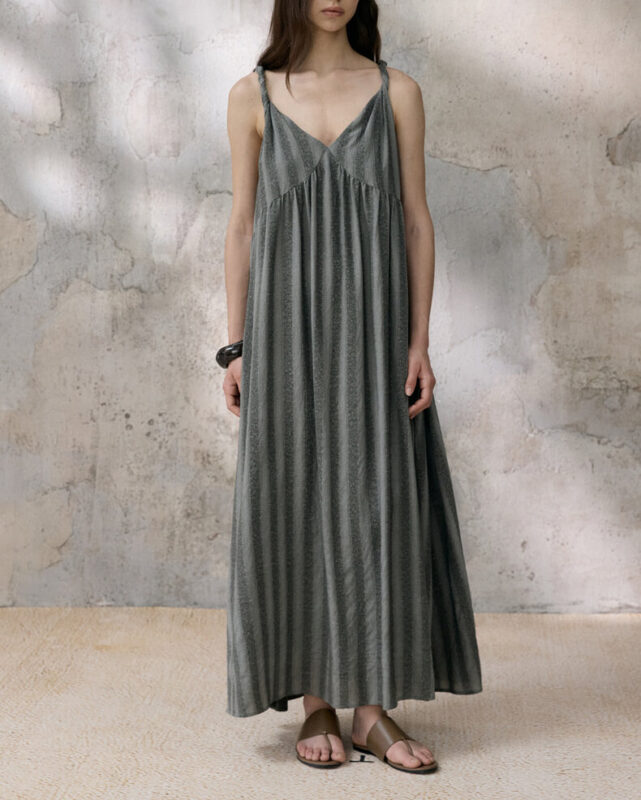 Summer French-style V-neck Ombre Striped Dress