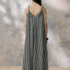 Summer French-style V-neck Ombre Striped Dress