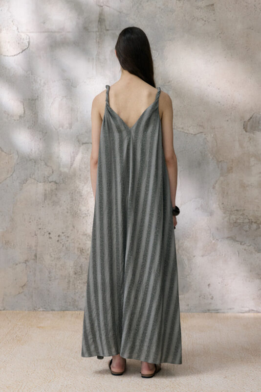 Summer French-style V-neck Ombre Striped Dress