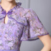 Summer Green Ruffle Collar Printed Patchwork Short sleeved Slim Dress 7