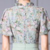 Summer Green Ruffle Collar Printed Patchwork Short sleeved Slim Dress 9