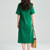 Summer Green Tencel V neck Cross Tie Wrap Dress 3