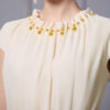 Summer Handmade Beaded Ruffled Collar Front Slit Dress 2