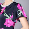 Summer Handmade Pearl Collar Fishtail Side Slit Slim Print Dress 9