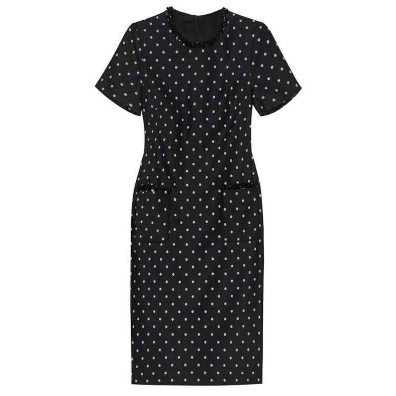 Summer Handmade Rhinestone Polka Dot Loose Straight Midi Dress 1