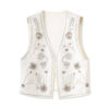 Summer Heavy Embroidery Beaded V-Neck Vest