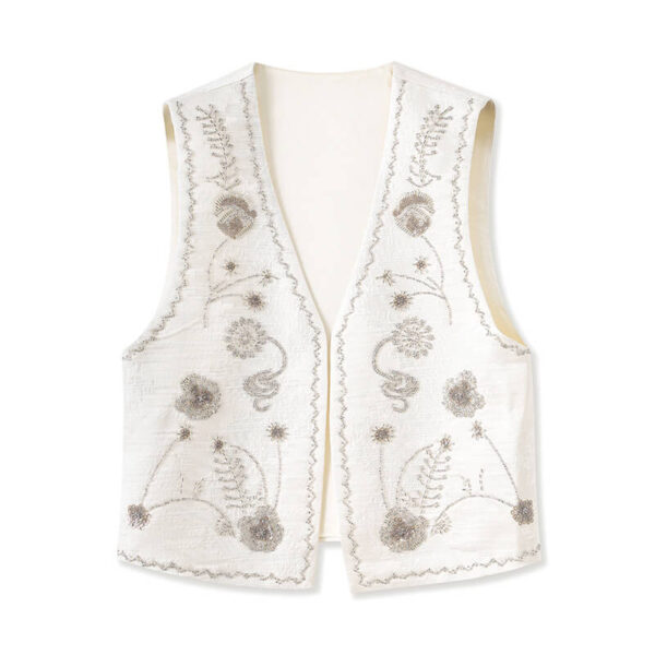 Summer Heavy Embroidery Beaded V-Neck Vest