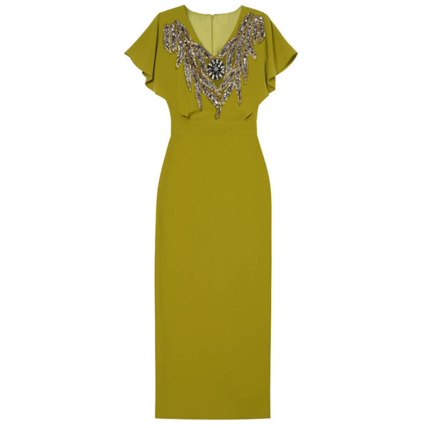 Summer High Waist V neck Handmade Diamond Dress Suit 1