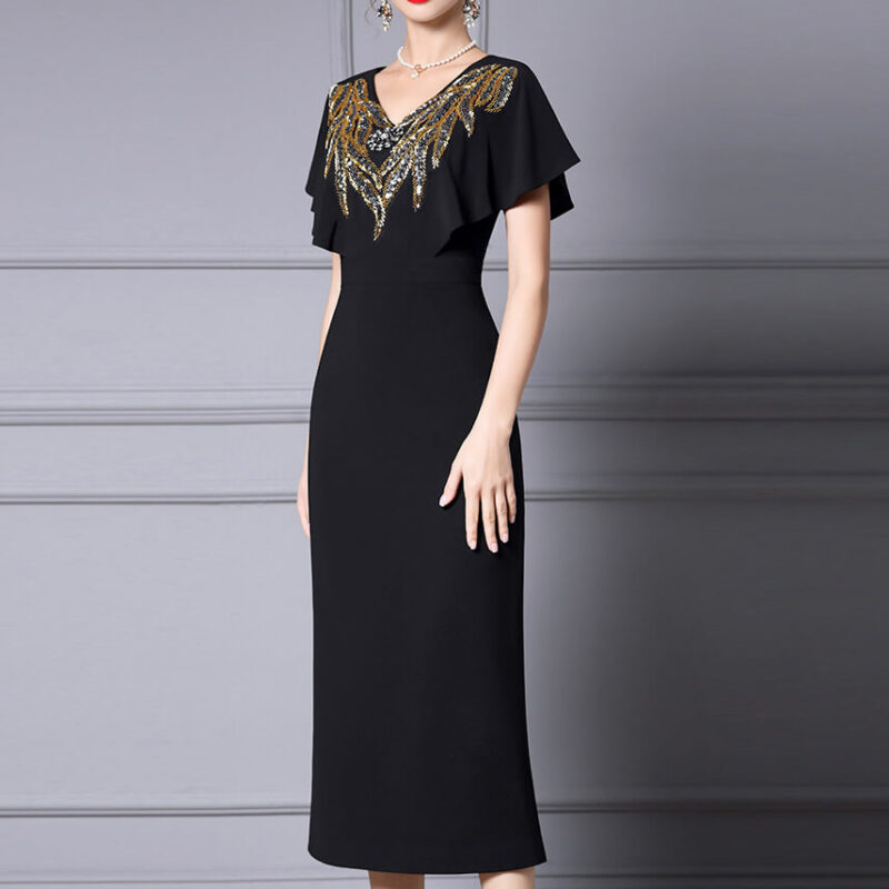 Summer High Waist V neck Handmade Diamond Dress Suit 2