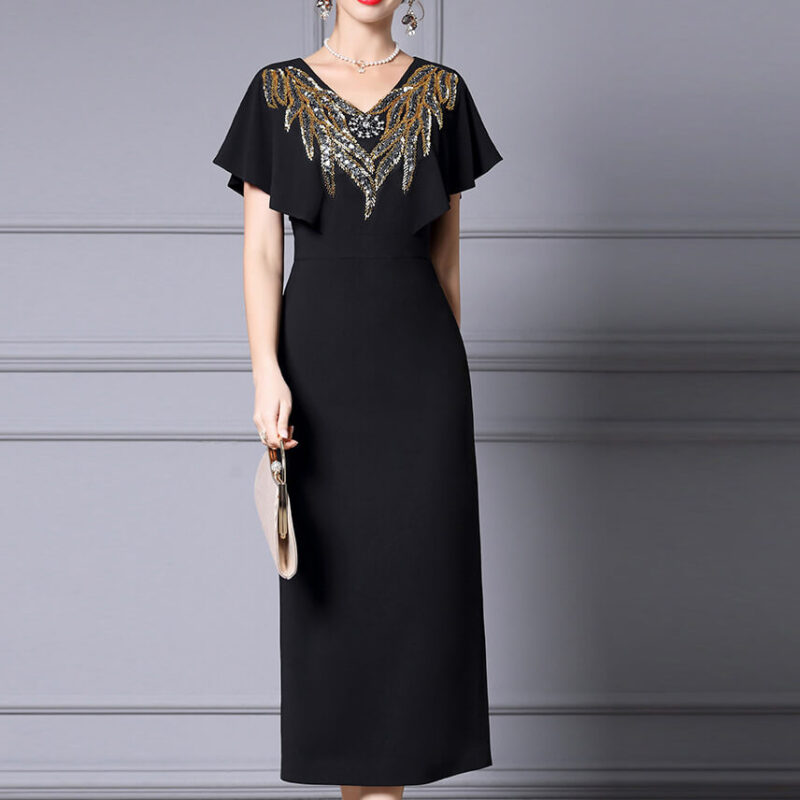 Summer High Waist V neck Handmade Diamond Dress Suit 7