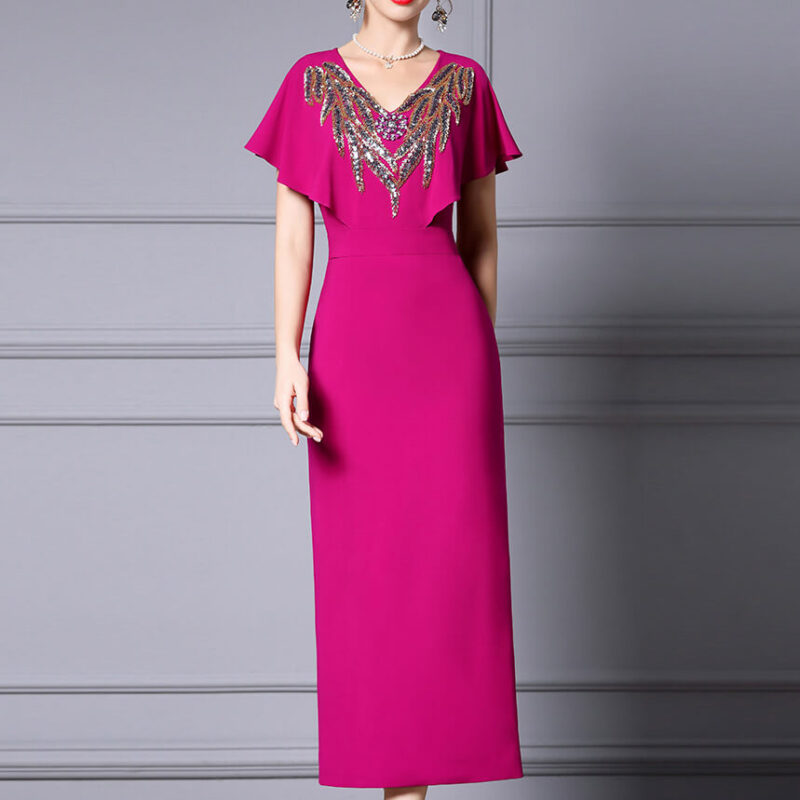 Summer High Waist V neck Handmade Diamond Dress Suit 9