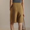 Summer High-count Ramie Drawstring Loose Casual Five-point Wide-leg Shorts