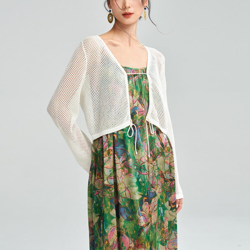 Summer Holiday Style Elegant Floral Green Suspender Dress