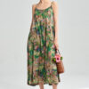 Summer Holiday Style Elegant Floral Green Suspender Dress