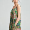Summer Holiday Style Elegant Floral Green Suspender Dress