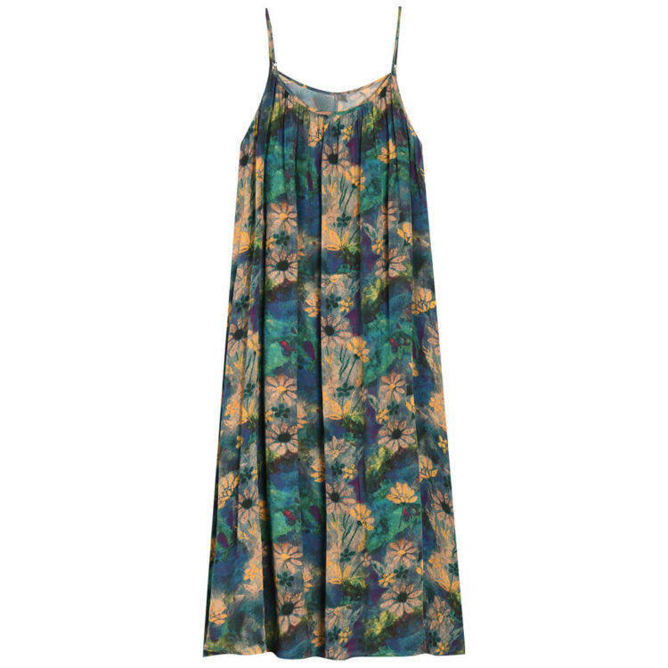 Summer Holiday Style Elegant Retro Floral Suspender Dress