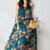Summer Holiday Style Elegant Retro Floral Suspender Dress