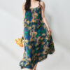 Summer Holiday Style Elegant Retro Floral Suspender Dress