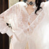 Summer Hollow Lace Spliced Long Sleeve Shirt
