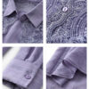 Summer Hollow Lace Spliced Long Sleeve Shirt