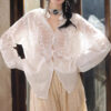Summer Hollow Lace Spliced Long Sleeve Shirt