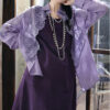 Summer Hollow Lace Spliced Long Sleeve Shirt