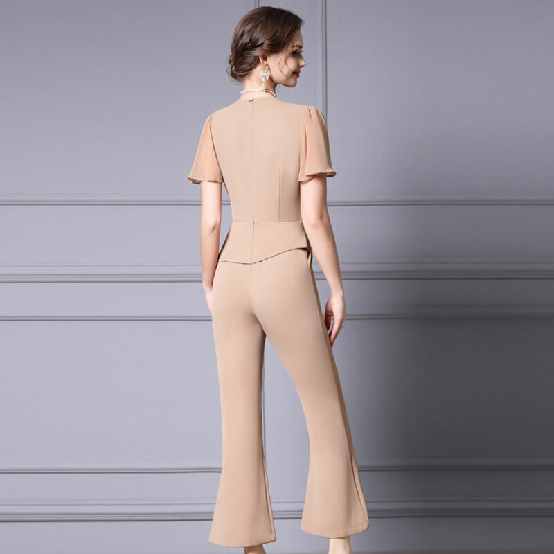 Summer Khaki Commuter Slim Two Piece Flared Pants 3