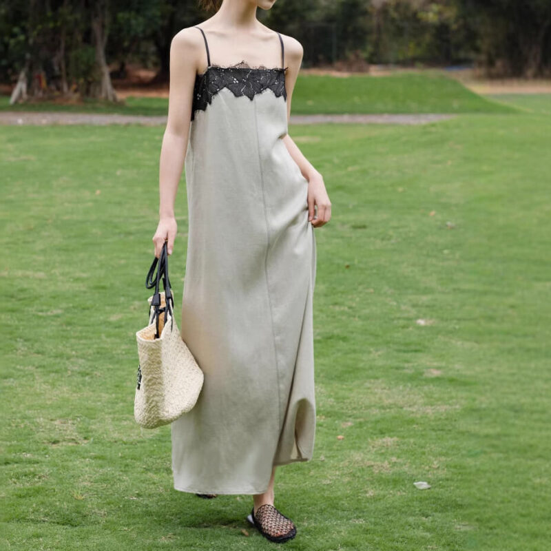 Summer Lace Collar Panelled Sling Dress