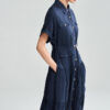 Summer Lapel Button Short Sleeve Shirt Dress 2
