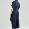 Summer Lapel Button Short Sleeve Shirt Dress 6