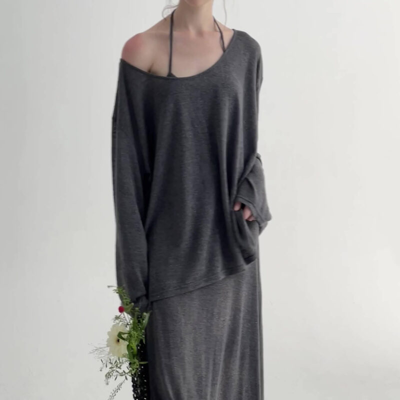 Summer Lazy Style T-shirt Suspender Dress Two-piece Set