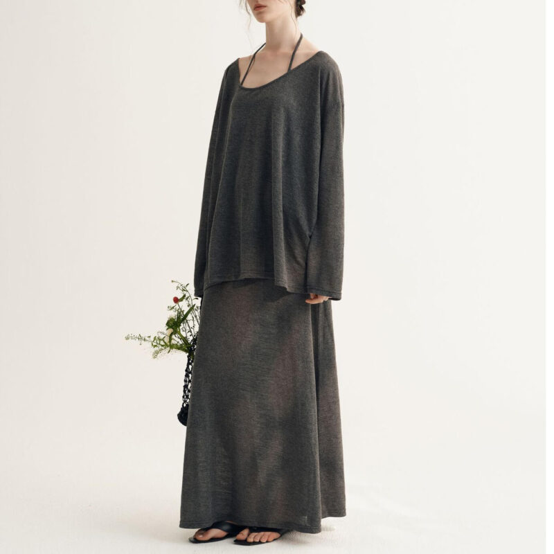 Summer Lazy Style T-shirt Suspender Dress Two-piece Set