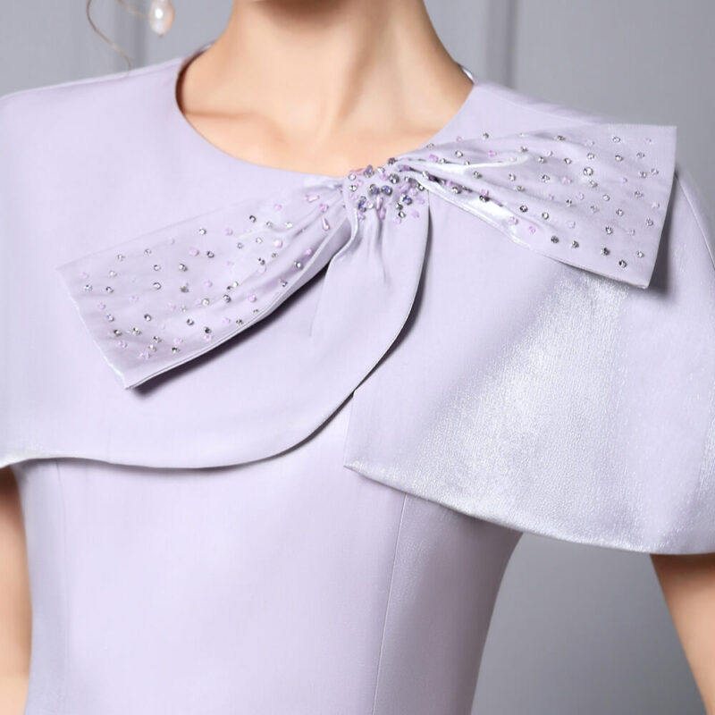 Summer Lilac Handmade Studded Waist A line Tea Dress 3