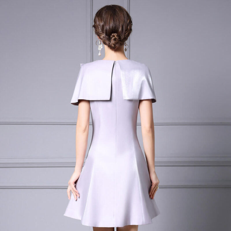 Summer Lilac Handmade Studded Waist A line Tea Dress 4