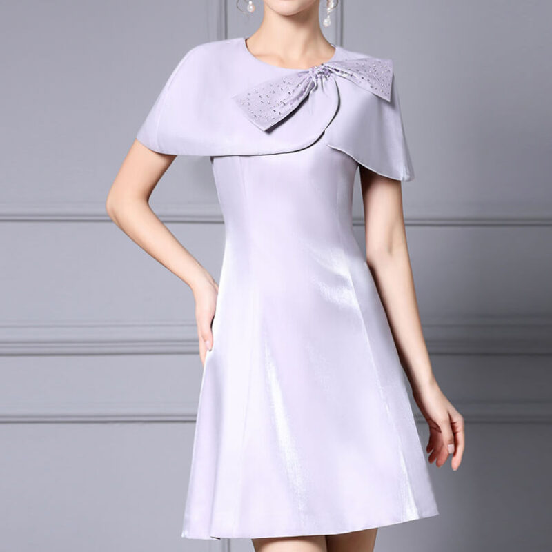 Summer Lilac Handmade Studded Waist A line Tea Dress 5