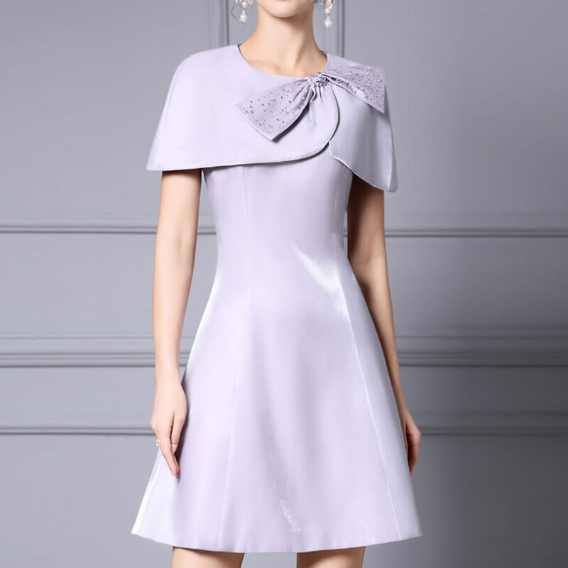 Summer Lilac Handmade Studded Waist A line Tea Dress 6