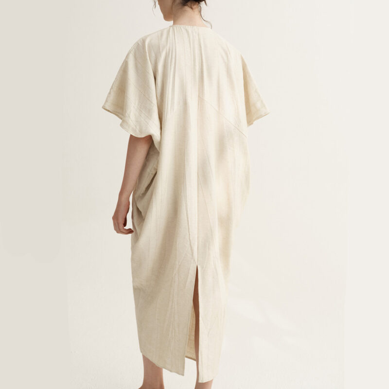 Summer Linen Drape Stir-fry Dyeing Dress