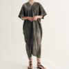 Summer Linen Drape Stir-fry Dyeing Dress
